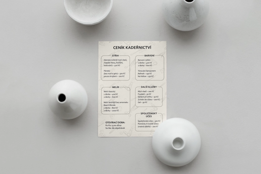 Práce v portfoliu - Price list for hairdresser