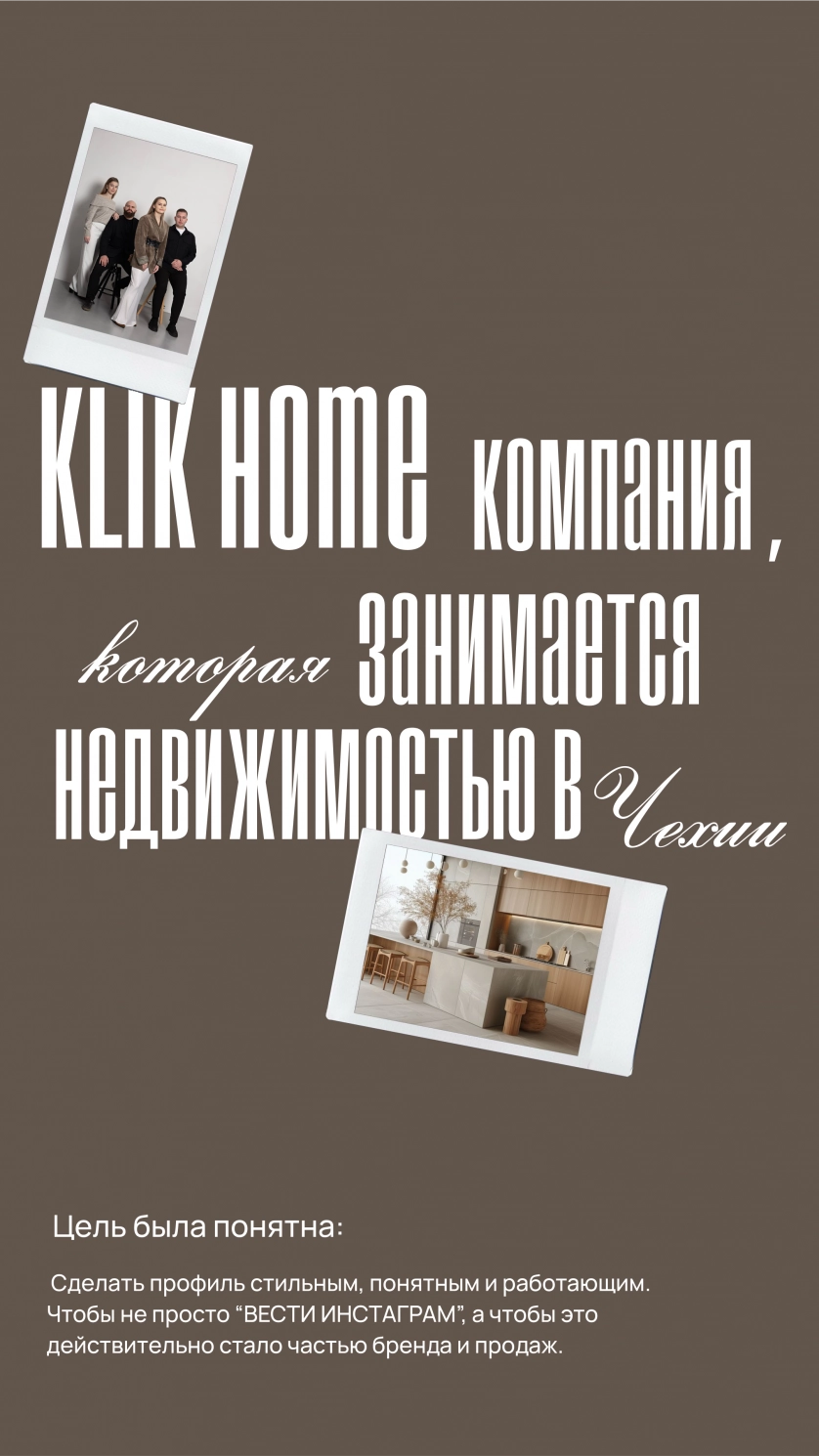 Práce v portfoliu - Správa sociálních sítí pro realitní společnost Klik Home