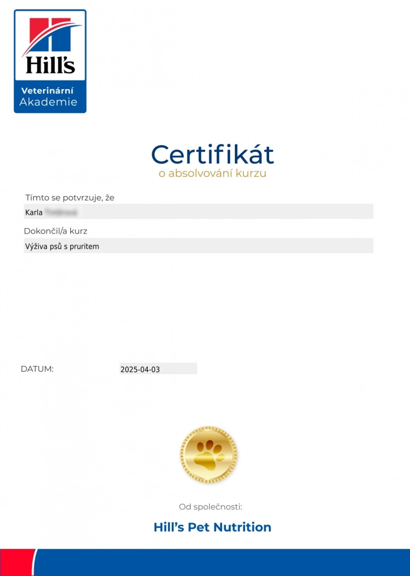 Práce v portfoliu - certifikáty - fotografie 4