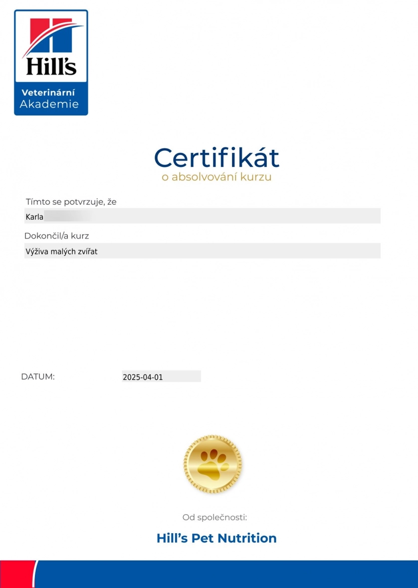 Práce v portfoliu - certifikáty - fotografie 2