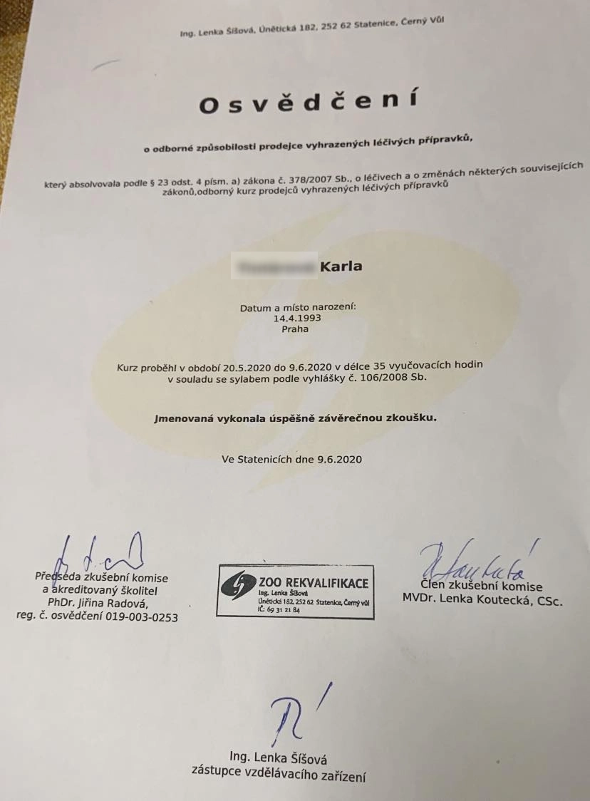 Práce v portfoliu - certifikáty - fotografie 5